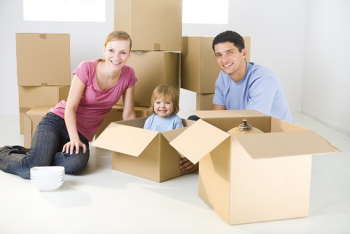 Furniture and boxes inside a removals van for West London transport