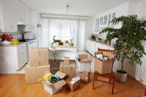Moving boxes and furniture prepared for a Shepherdsbush removals service