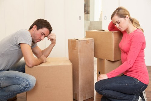 Boxes and furniture prepared for removal van loading