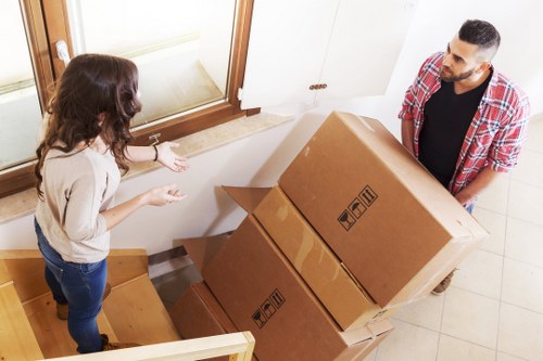 Packing boxes and furniture ready for a local Shepherds Bush van move