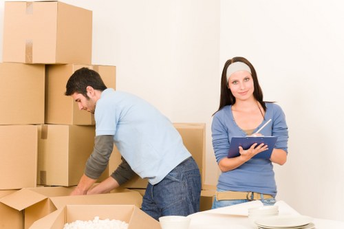 Removal van and moving equipment during a booking